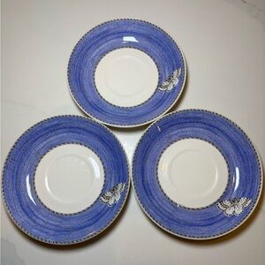 Wedgwood "Sarah's Garden" Blue Saucers Vintage 1997 Queen’s Ware Butterfly Motif